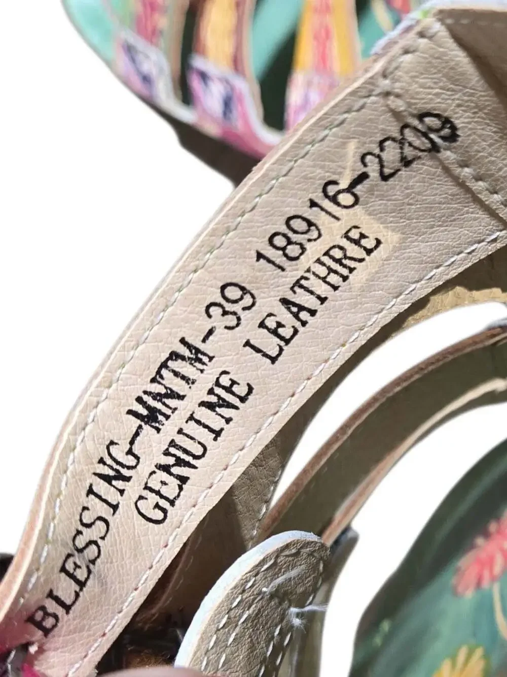 L'Artiste by Spring Step Blessing Floral Butterfly Embossed Leather Wedge Slides
